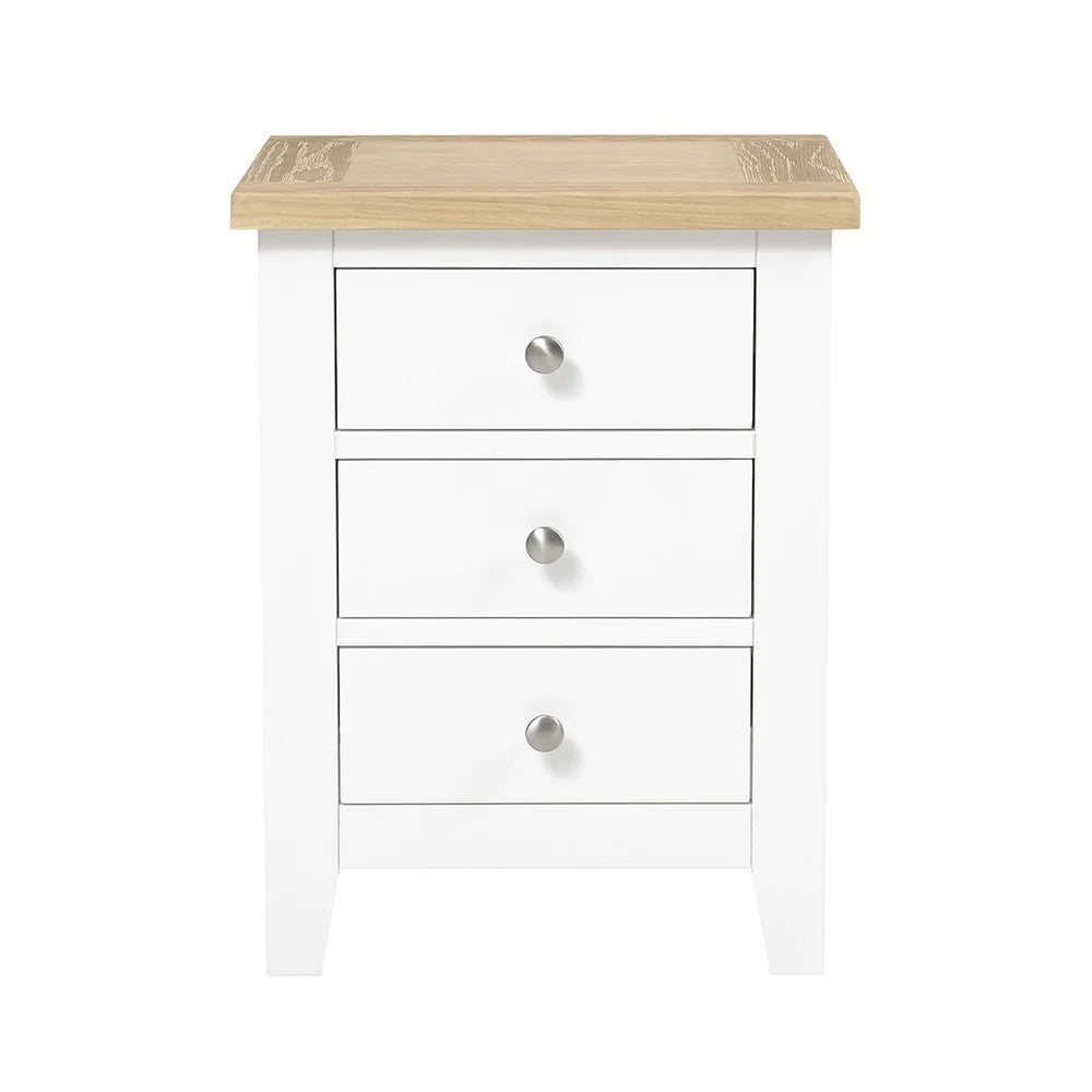 Chester Pure White 3 Drawer Bedside Table