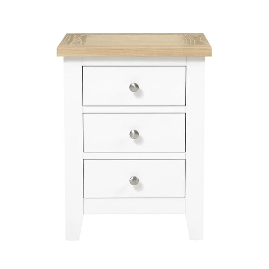Chester Pure White 3 Drawer Bedside Table