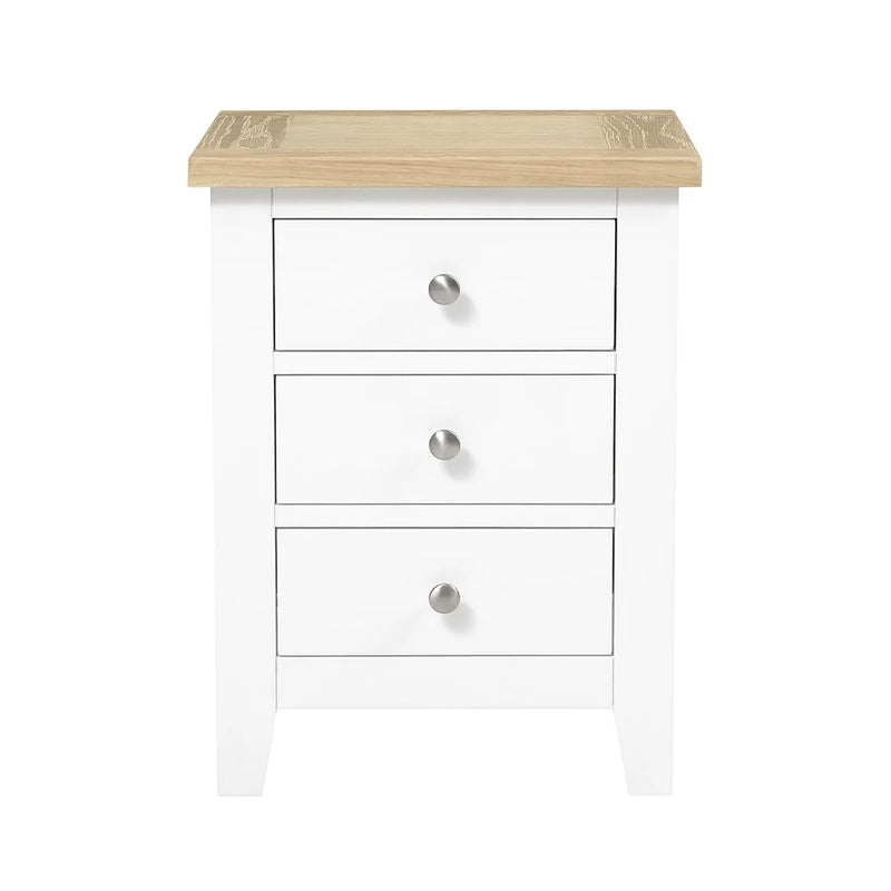Chester Pure White 3 Drawer Bedside Table