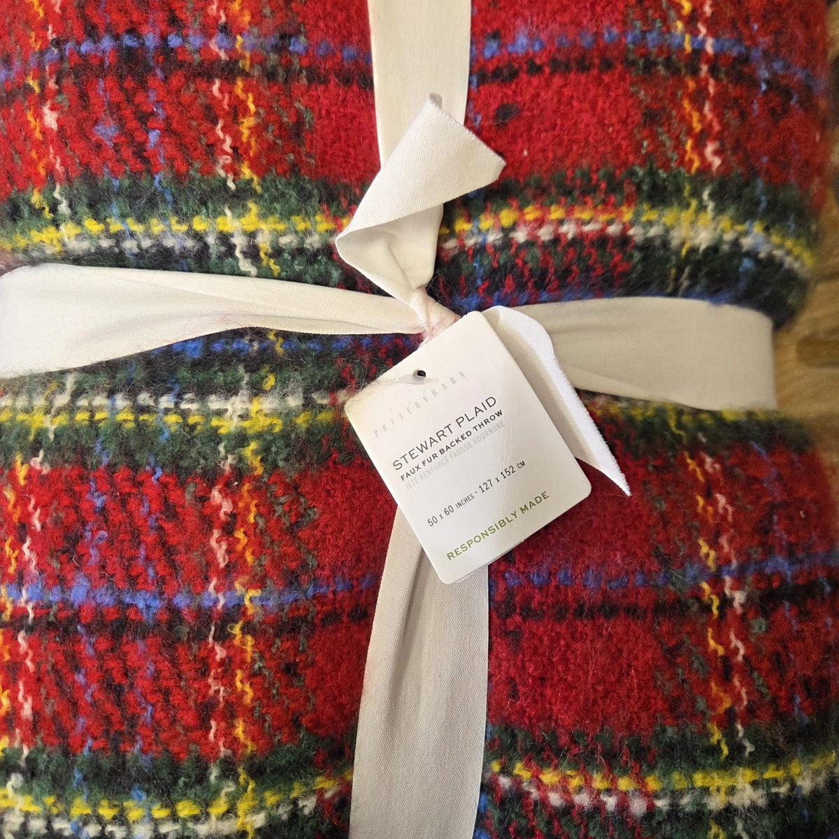 Stewart Plaid Faux Fur Back Throw