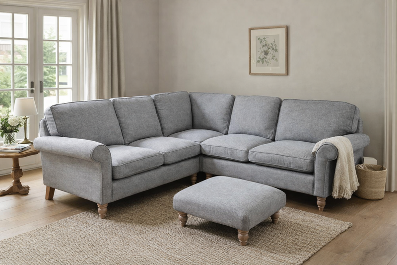 Clara Small Foot Stool- Grey Marl - Rustic Weave