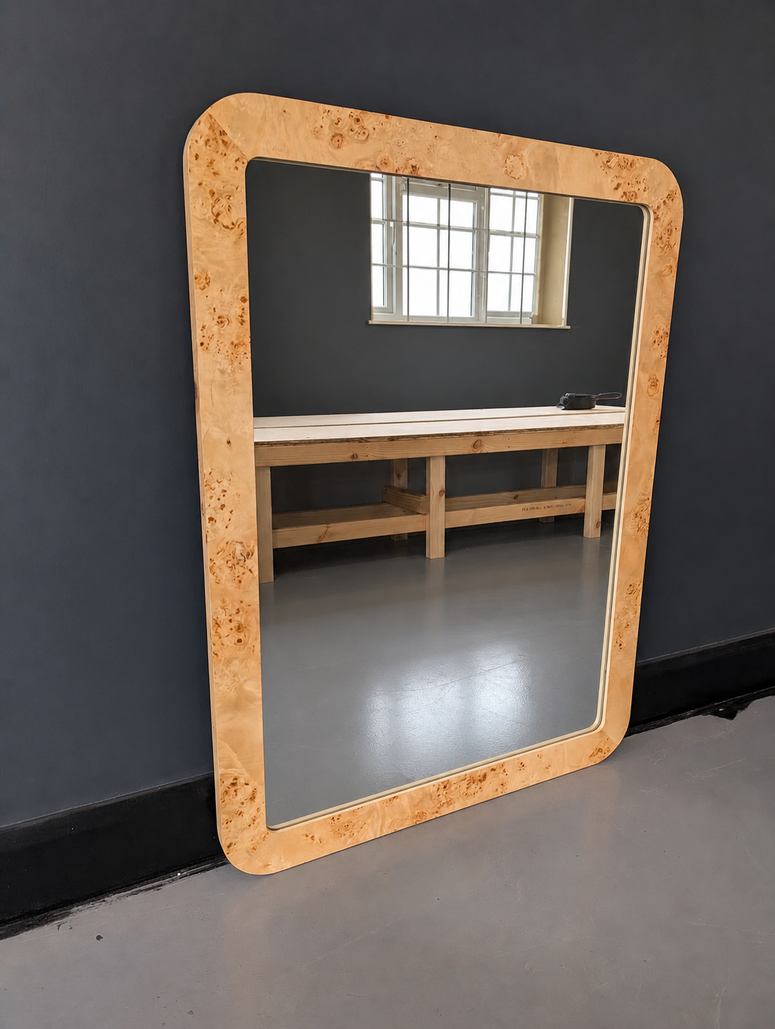 Burled Wood Wall Mirror