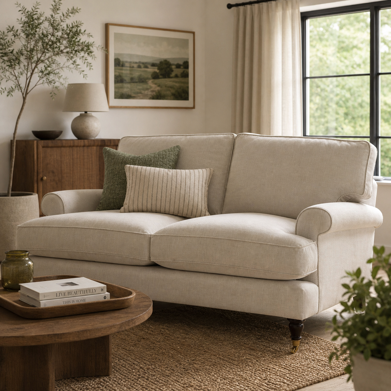 Stewart Large 2 Seater Sofa - Natural - Rustic Weave