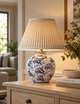 Floral Urn Table Lamp - White