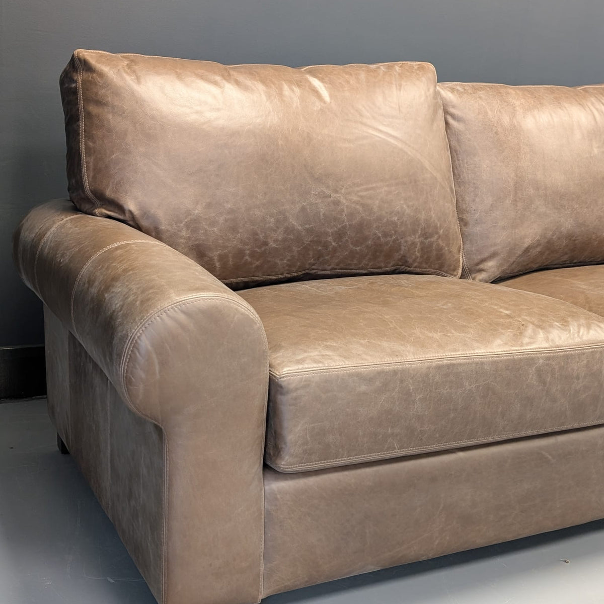 Turner Roll Arm Leather Sofa (201 cm - 277 cm)