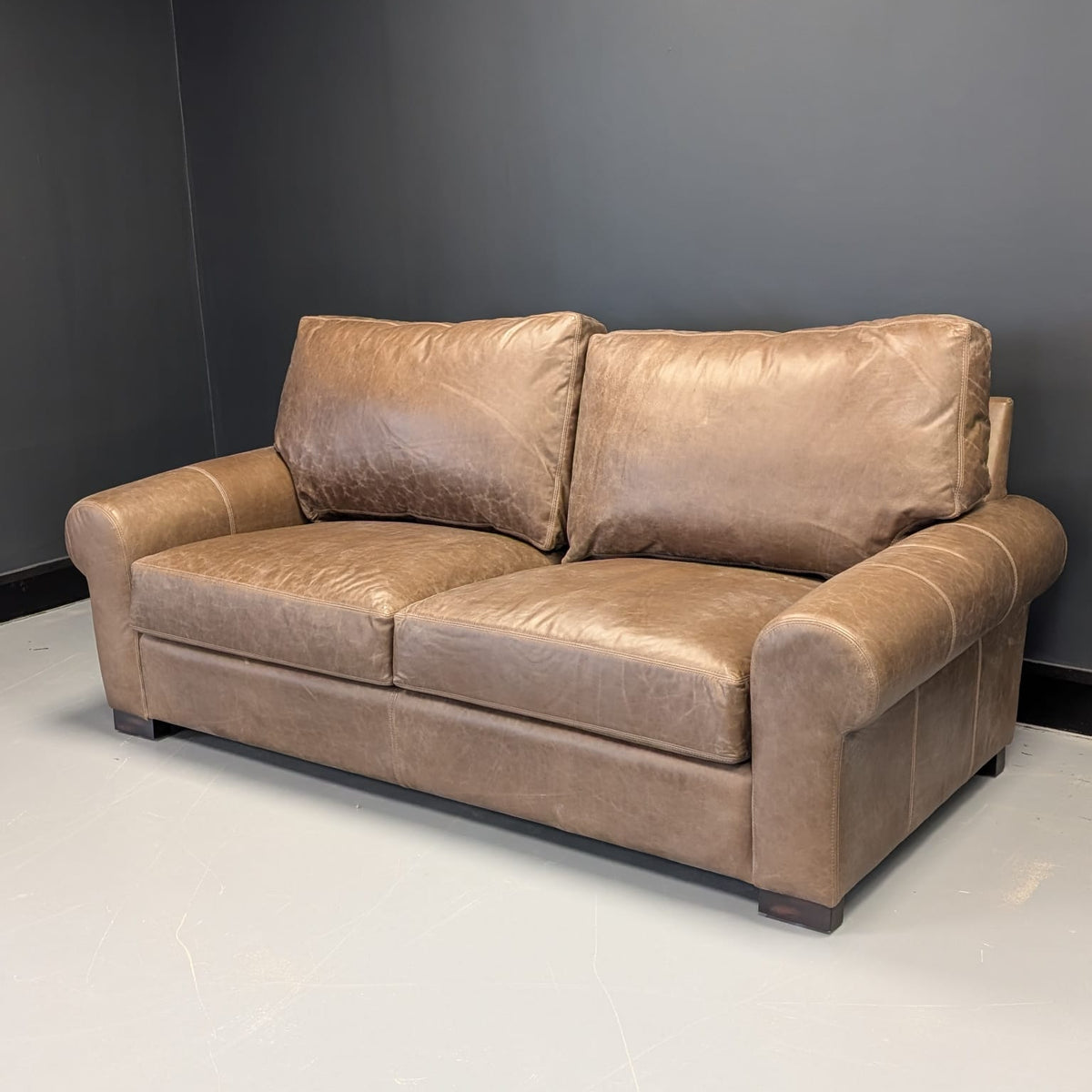 Turner Roll Arm Leather Sofa (201 cm - 277 cm)