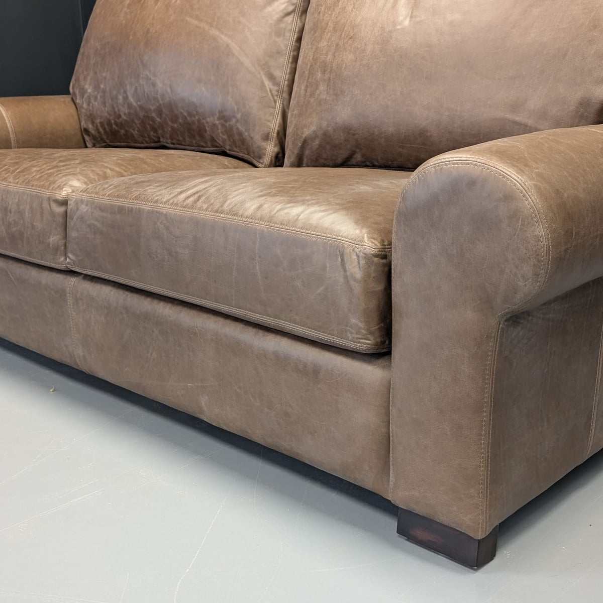 Turner Roll Arm Leather Sofa (201 cm - 277 cm)