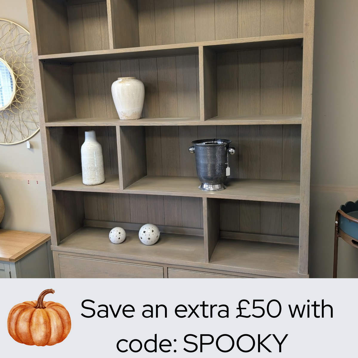 Elkstone Smoked Oak Large Divider Bookcase