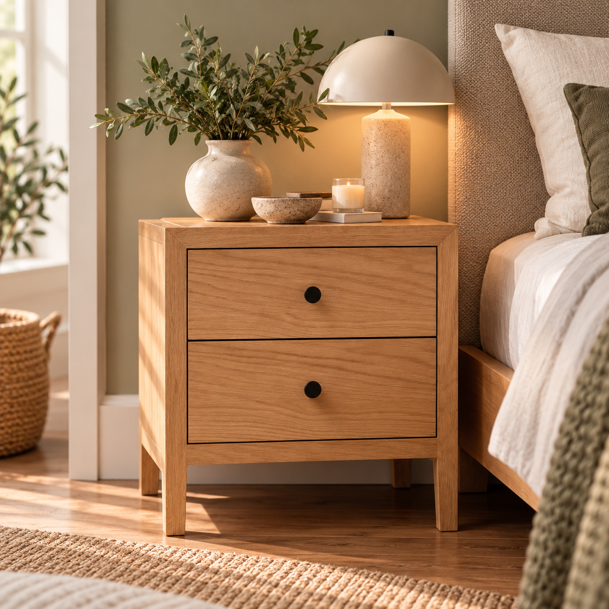Blockley Light Oak Bedside Table