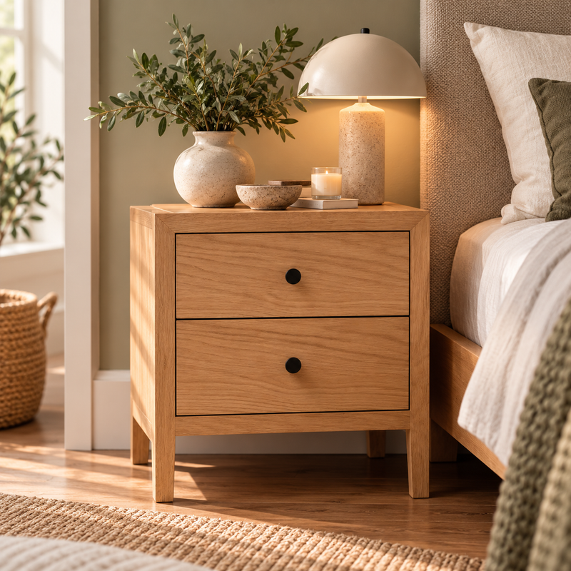 Blockley Light Oak Bedside Table
