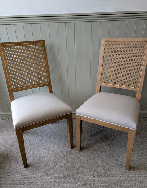 Pair of Elkstone Mellow Oak Rattan Back Chairs