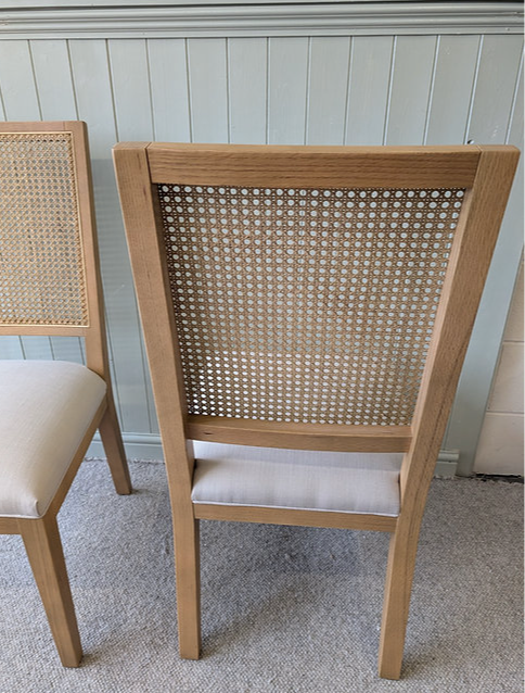 Pair of Elkstone Mellow Oak Rattan Back Chairs
