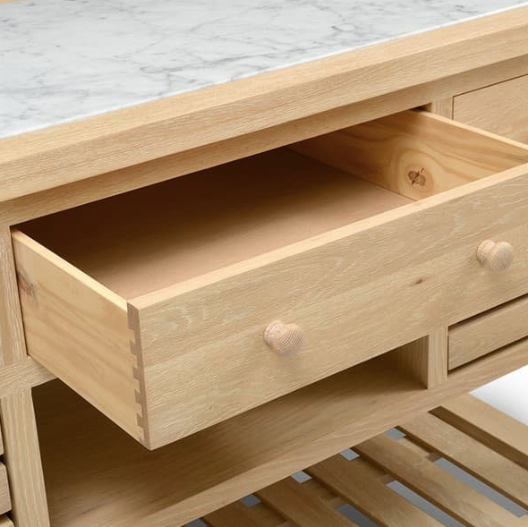 Inglesham Whitewash Oak Kitchen Island