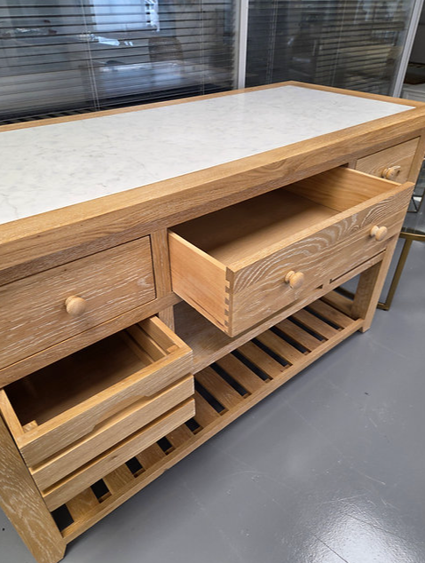 Inglesham Whitewash Oak Kitchen Island