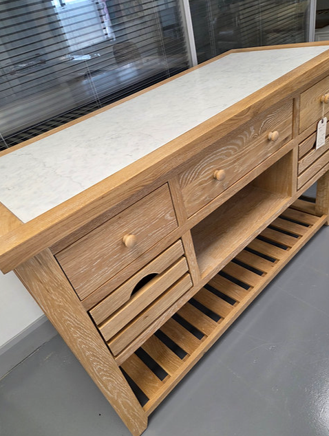 Inglesham Whitewash Oak Kitchen Island