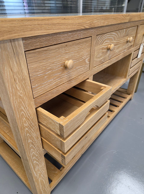 Inglesham Whitewash Oak Kitchen Island