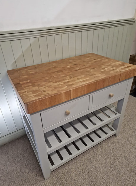 Chester Dove Grey Butcher Block Kitchen Island