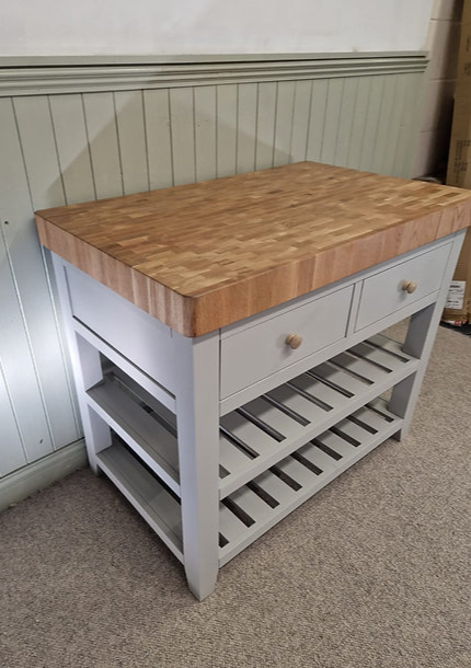 Chester Dove Grey Butcher Block Kitchen Island