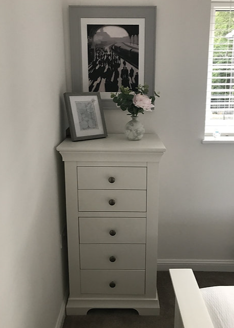 Chantilly Warm White Tall 5 Drawer Chest