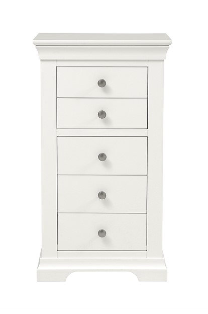 Chantilly Warm White Tall 5 Drawer Chest