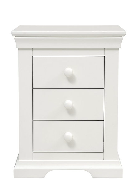 Chantilly Warm White 3 Drawer Bedside
