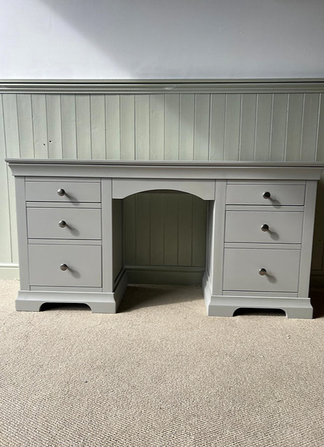Chantilly Pebble Grey Double Pedestal Dressing Table