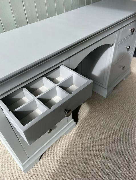 Chantilly Pebble Grey Double Pedestal Dressing Table