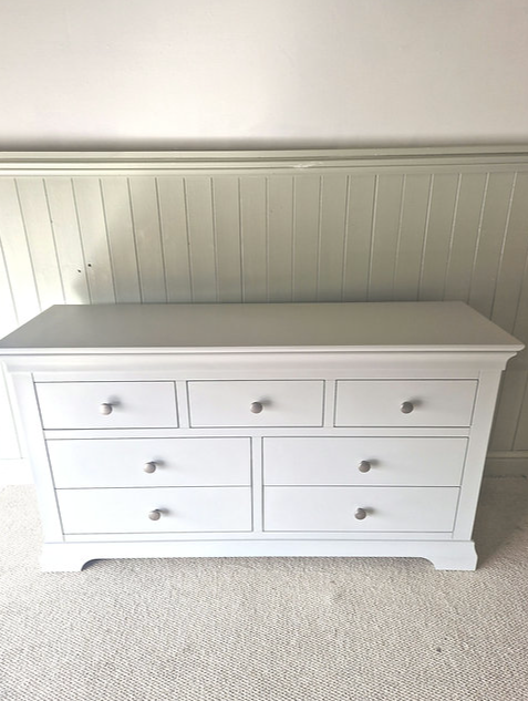 Chantilly Pebble Grey 7 Drawer Wide Chest