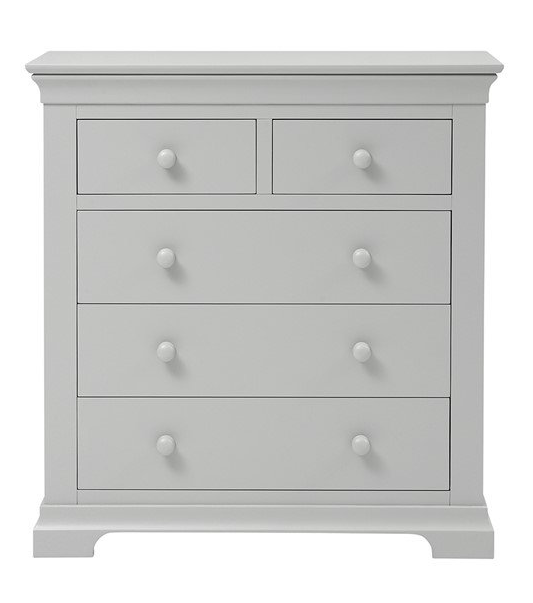 Chantilly Pebble Grey 5 Drawer Chest