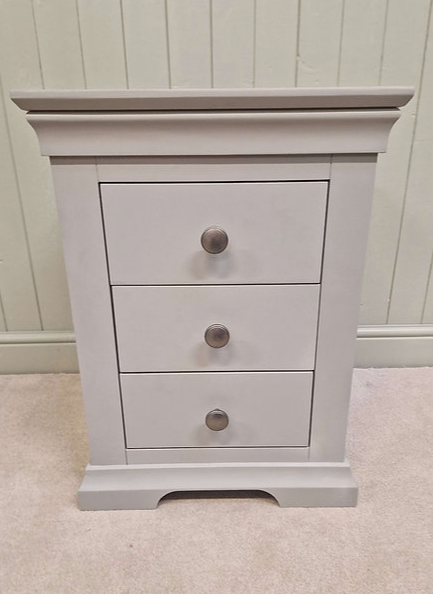Chantilly Pebble Grey 3 Drawer Bedside