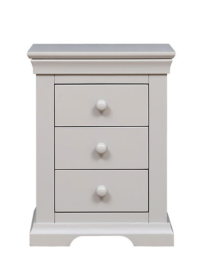 Chantilly Pebble Grey 3 Drawer Bedside