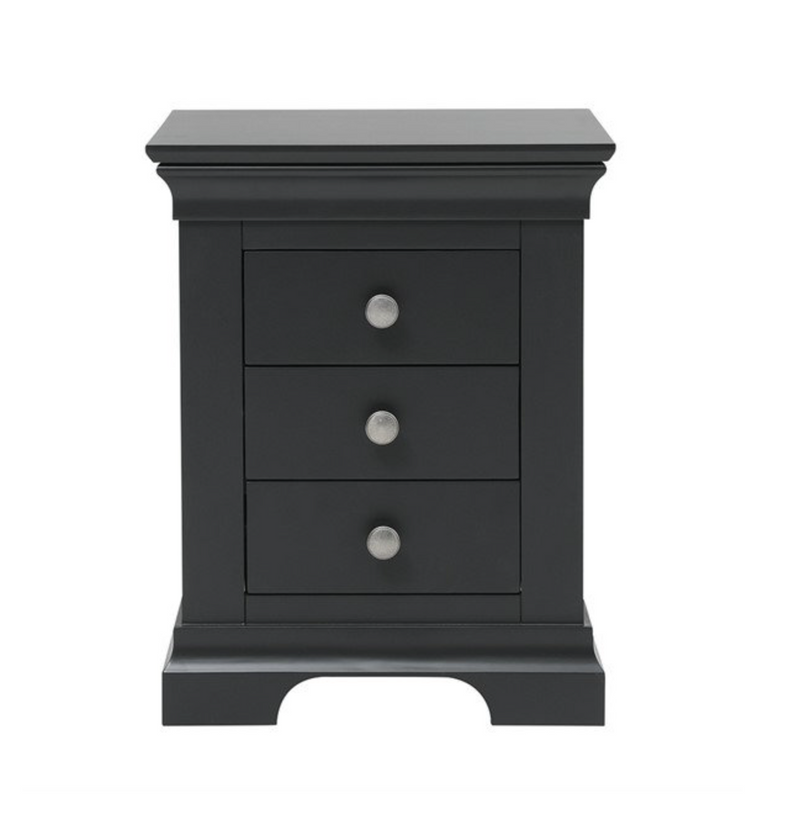 Chantilly Dusky Black 3 drawer Bedside