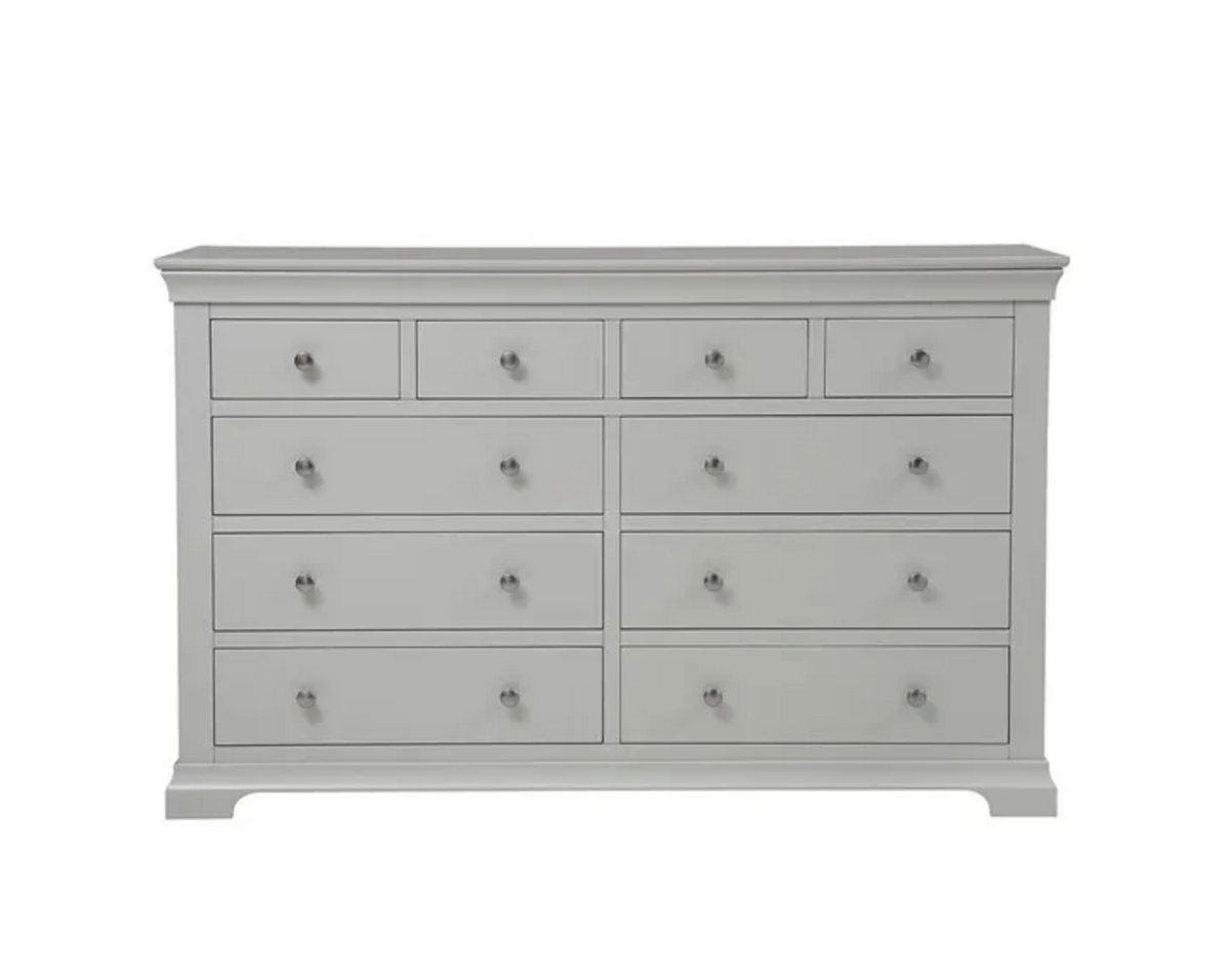 Chantilly Pebble Grey 10 Drawer Chest