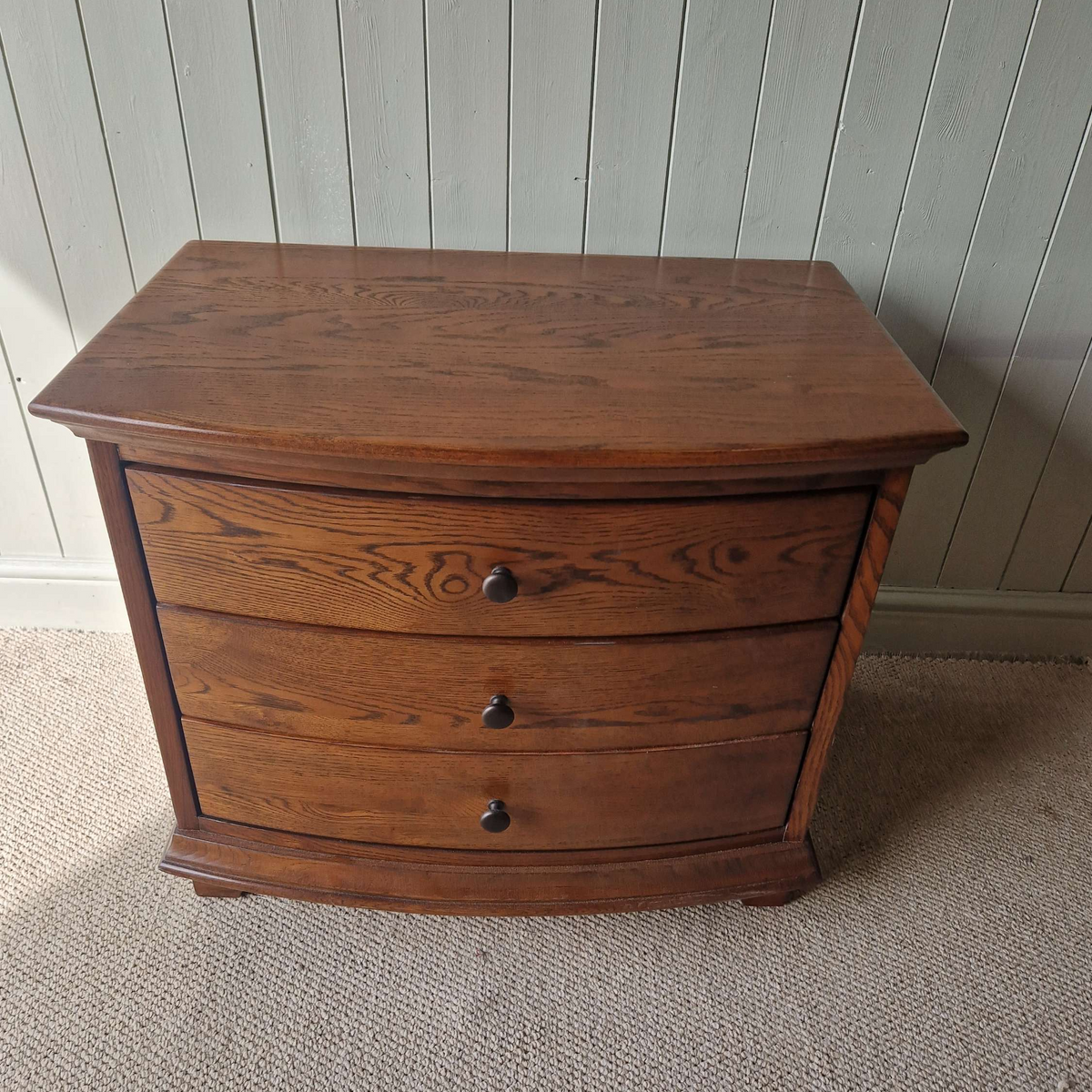 Winchcombe Dark Oak Wide 3 Drawer Bedside Table