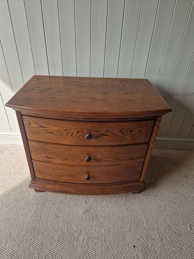 Winchcombe Dark Oak Wide 3 Drawer Bedside Table