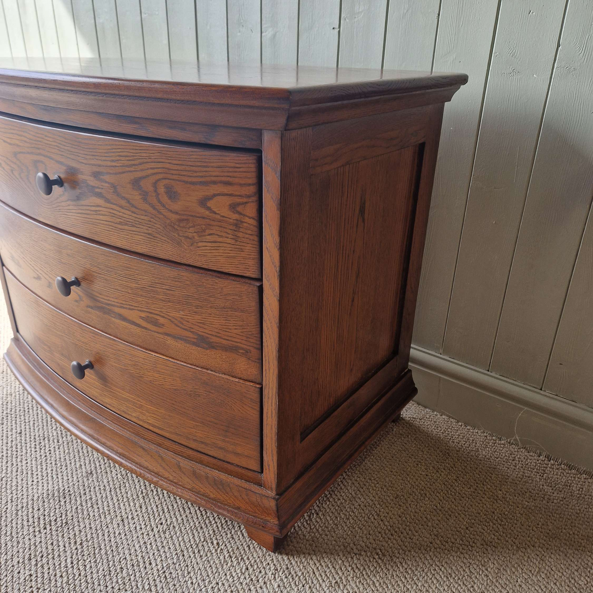 Winchcombe Dark Oak Wide 3 Drawer Bedside Table