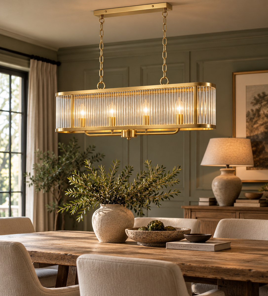 Monroe Bar Pendant Light- Antique Brass