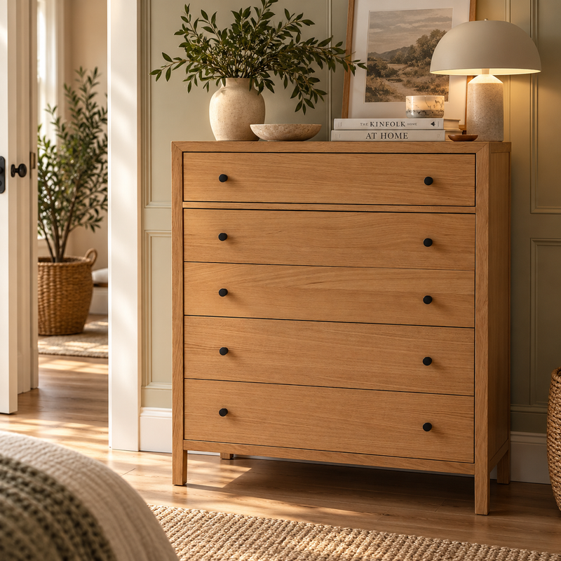 Blockley Light Oak 5 Drawer Chest