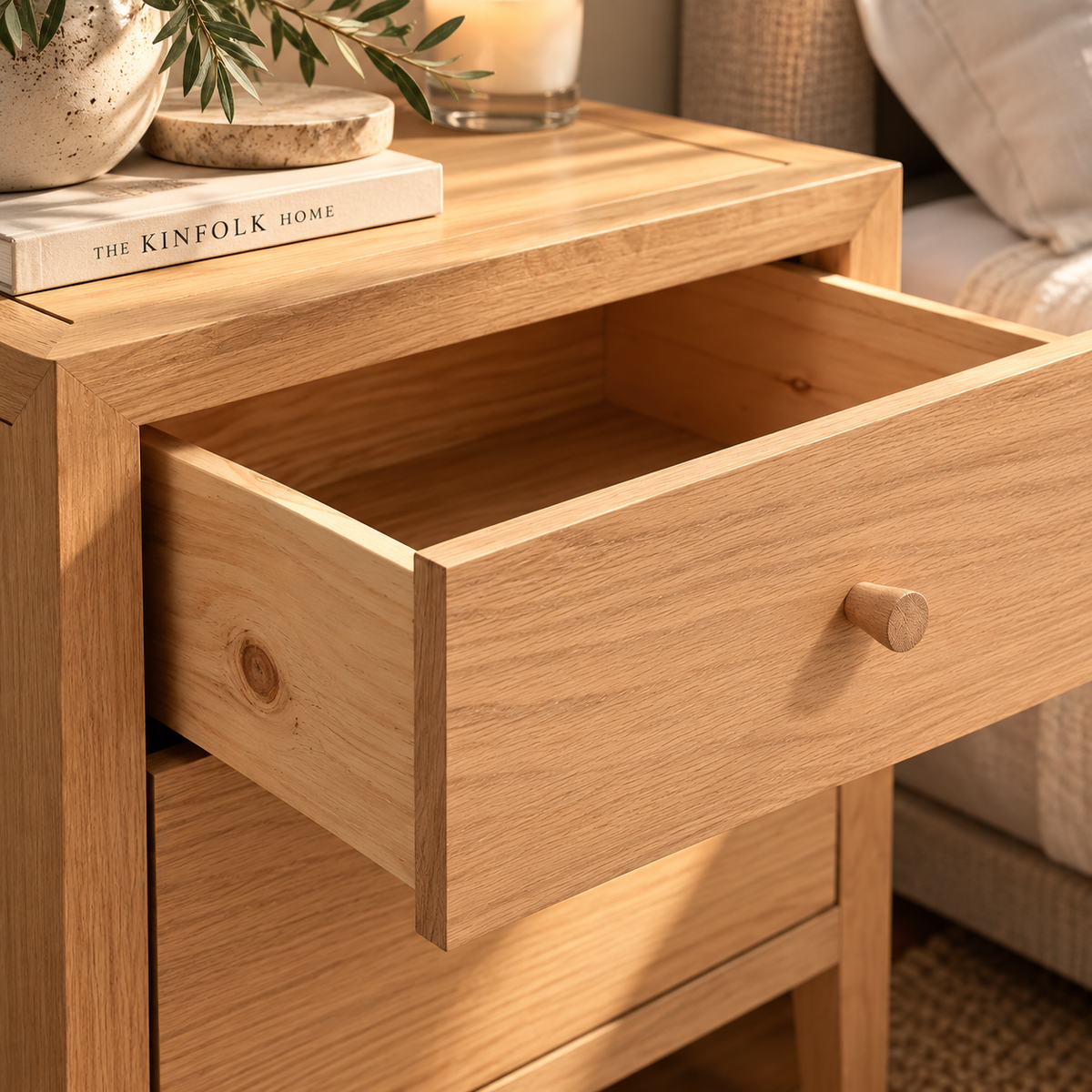 Blockley Light Oak Bedside Table
