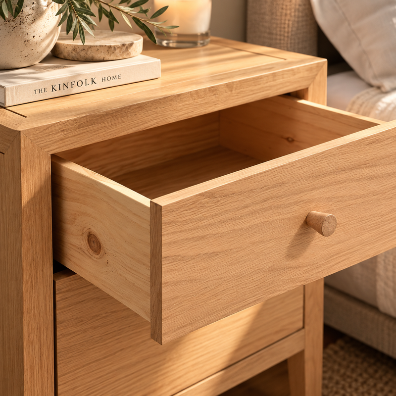 Blockley Light Oak Bedside Table