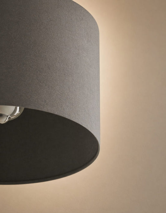 Velvet Oversized Ceiling Lamp Shade- Grey