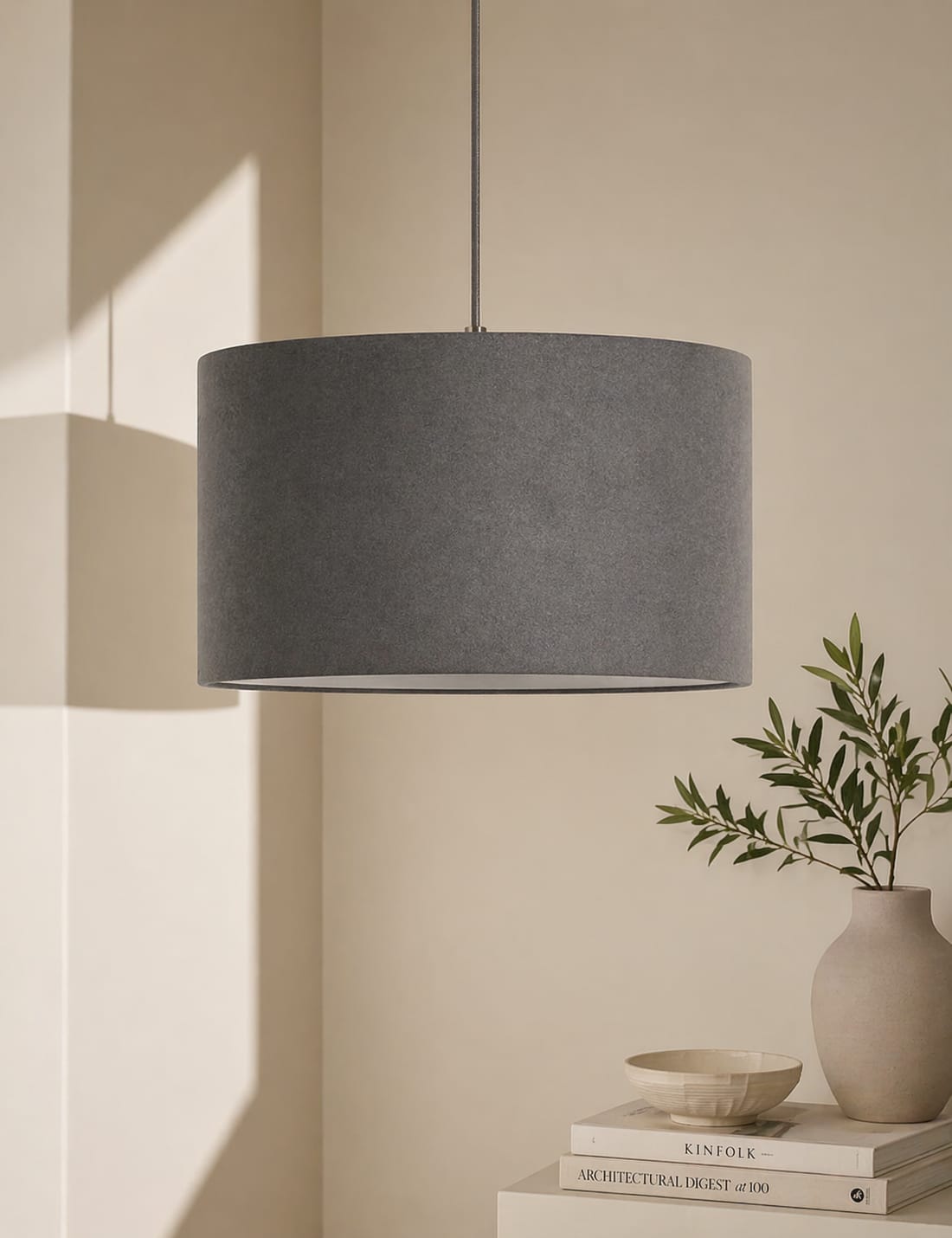 Velvet Oversized Ceiling Lamp Shade- Grey