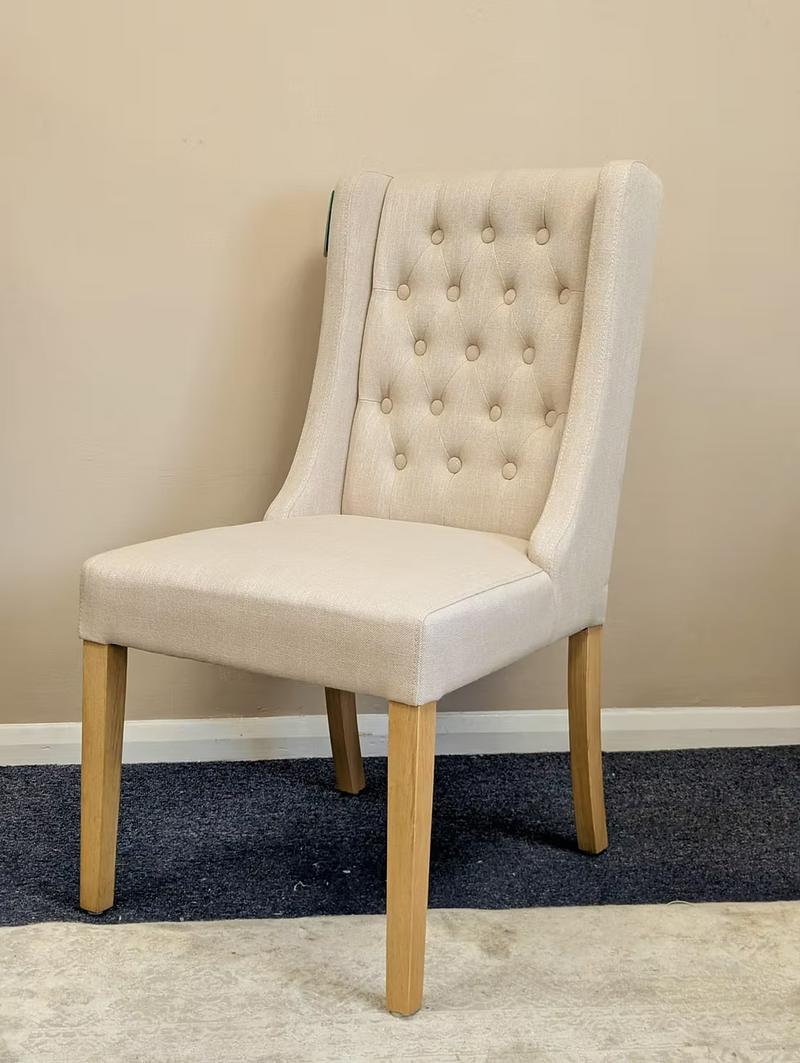 Foxglove Winged Buttoned Chair - Stone