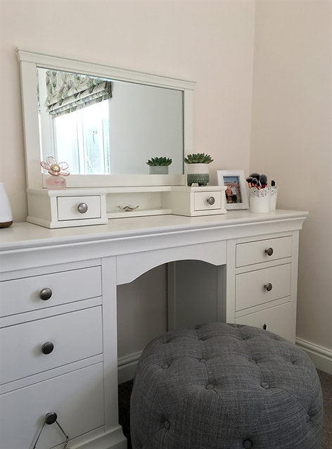 Chantilly Warm White Double Pedestal Dressing Table