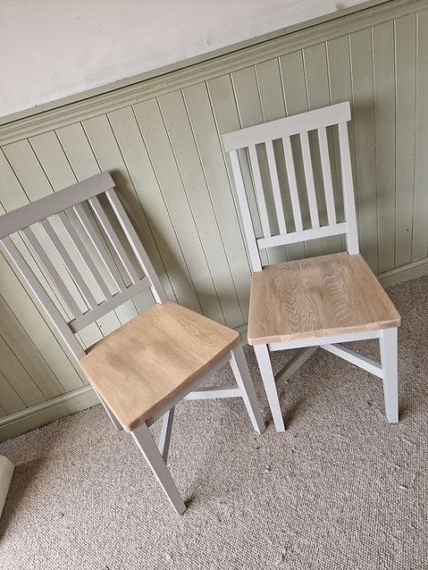 Pair of Chester Dove Grey New Wooden Seat Chair