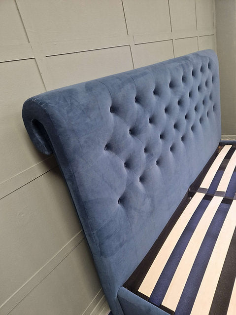 Hilcott Petrol Velvet Super King Sized Upholstered Bed
