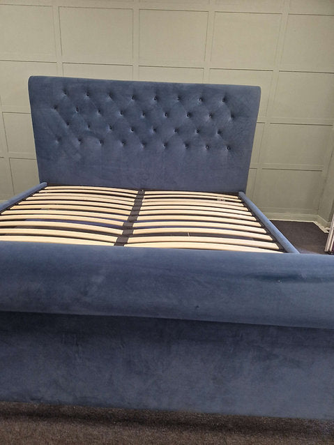 Hilcott Petrol Velvet Super King Sized Upholstered Bed