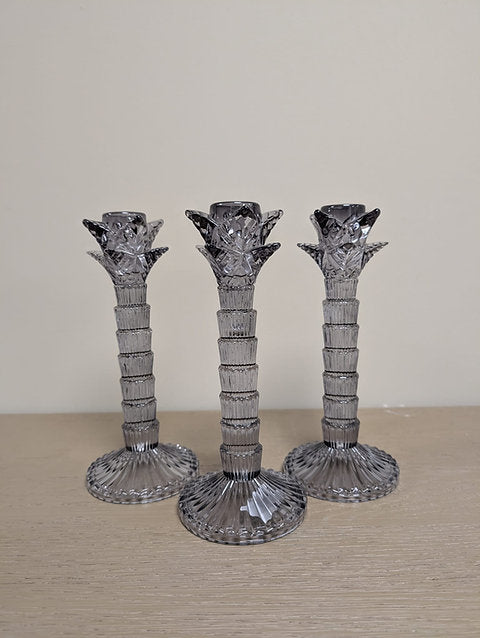 Smoked Grey Glass Candlestick