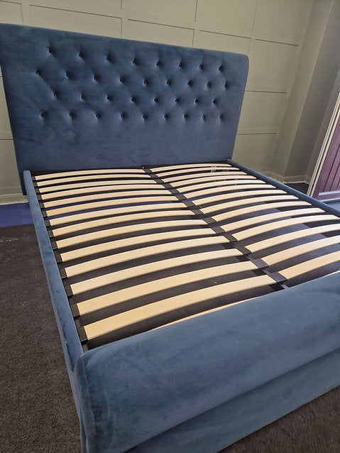 Hilcott Petrol Velvet Super King Sized Upholstered Bed