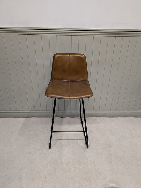 Robinson Leather Bar Stool in Cognac